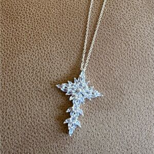 Light Lavender Lab Created Cross Necklace